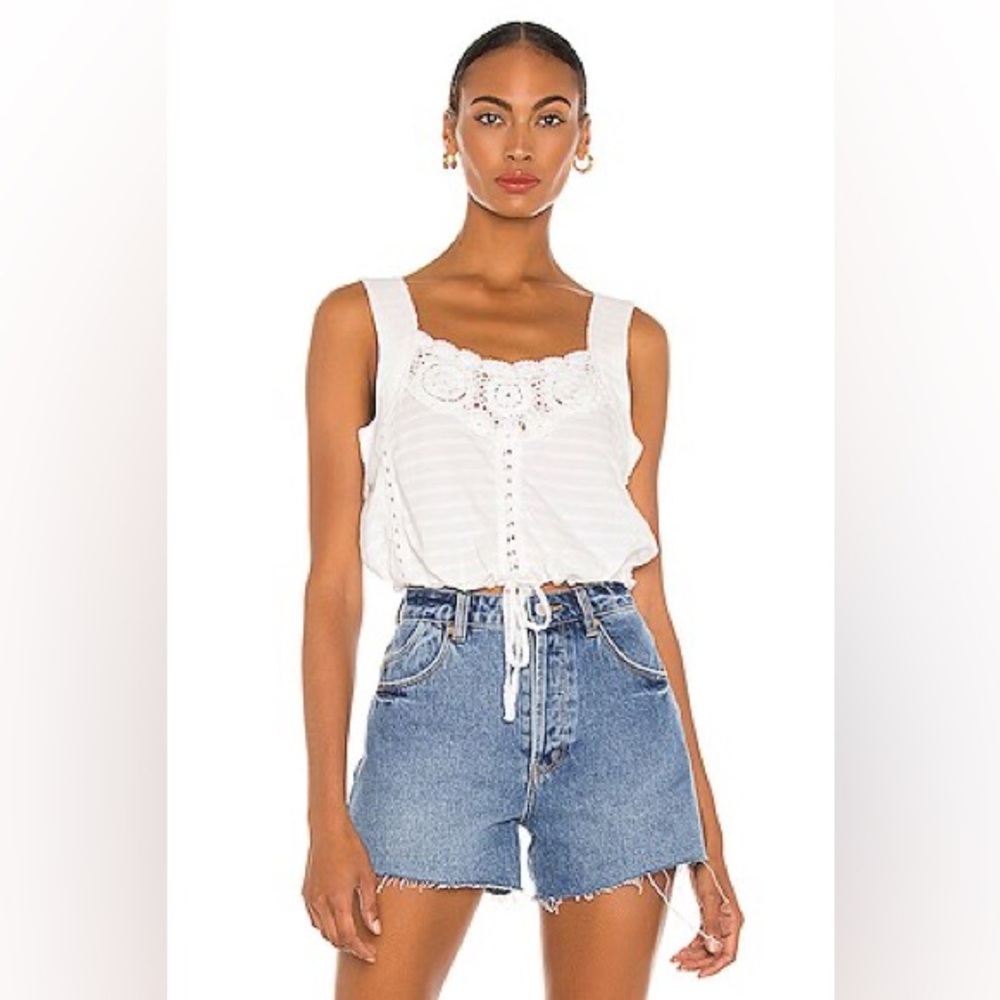 Free people White Lace Trimmed Women's Top
